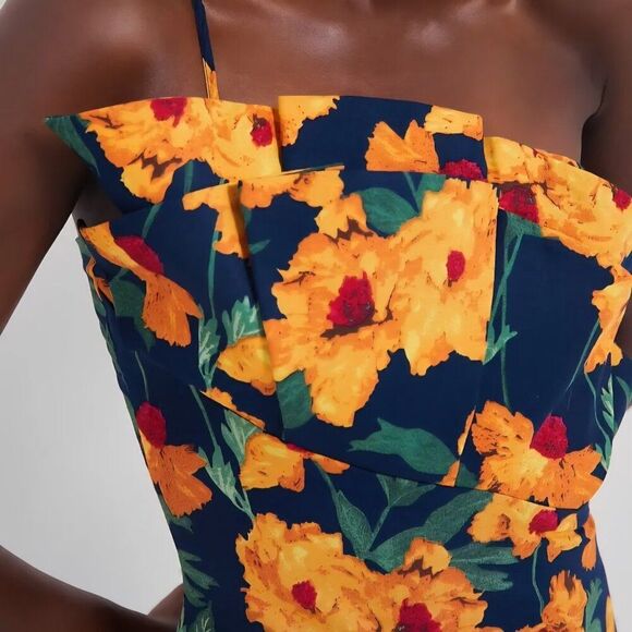 🆕️ Tuckernuck XL Hyacinth House Navy & Marigold Floral Ruffle Margot Maxi Dress - Picture 4 of 5